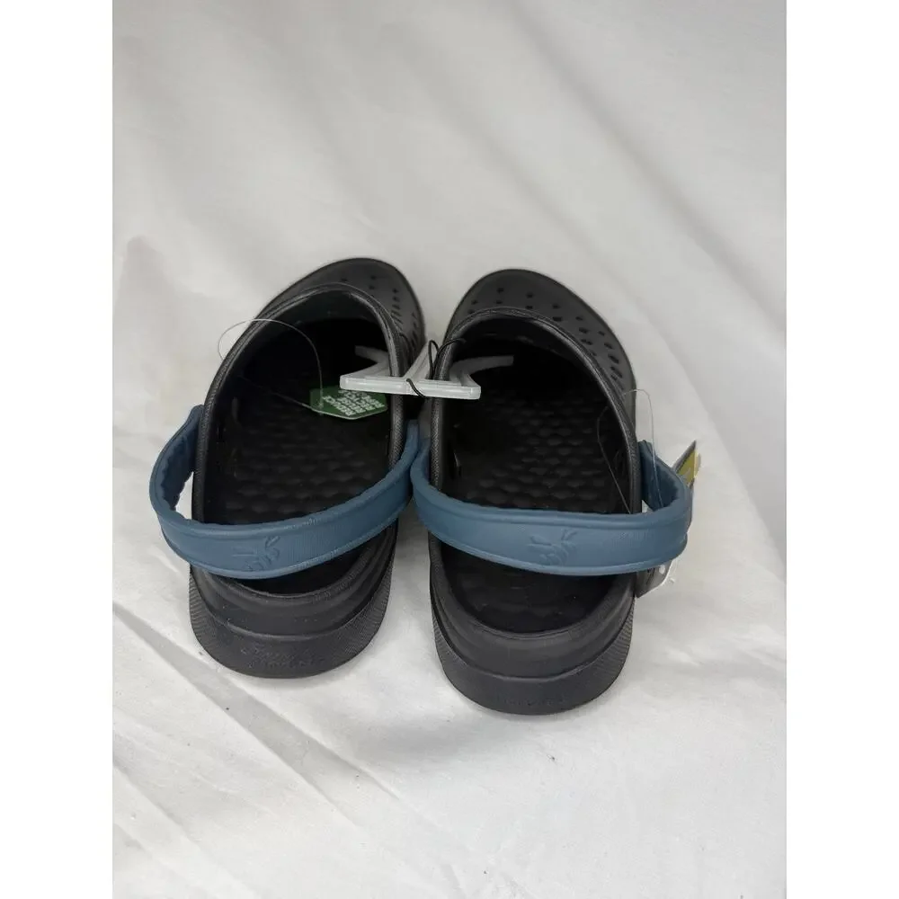 Joybees Kids' Dylan Slip-On Sandals Black Blue Strap Clog Kids 2, NWT